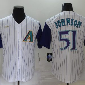 MLB Arizona Diamondbacks #51 Johnson White Throwback Men's Nike Jersey
