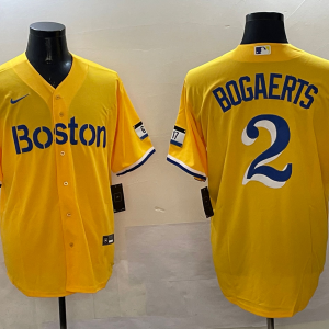 Men's Boston Red Sox #2 Alex Bregman Gold City Connect Stitched Jersey