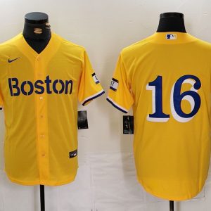 Men's Boston Red Sox #16 Jarren Duran Gold City Connect Stitched Jersey