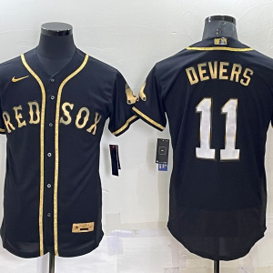 MLB Boston Red Sox #11 Devers Black/Gold Flex Elite Jersey