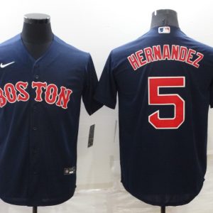 MLB Boston Red Sox #5 Hernandez Blue Game Nike Jersey