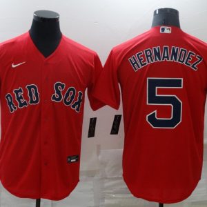 MLB Boston Red Sox #5 Hernandez Red Game Nike Jersey