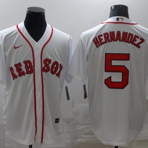 MLB Boston Red Sox #5 Hernandez White Blue Game Nike Jersey