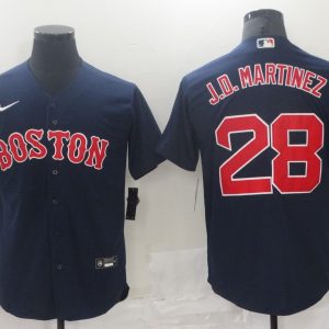 MLB Boston Red Sox #28 J.D. Martinez Navy Blue Game Nike Jersey
