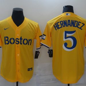MLB Boston Red Sox #5 Enrique Hernandez Gold 2021 City Connect Jersey