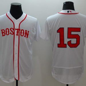 MLB Boston Red Sox #15 White Flex Base Elite Jersey