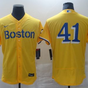 MLB Boston Red Sox #41 Chris Sale Gold 2021 City Connect Flex Base Elite Jersey