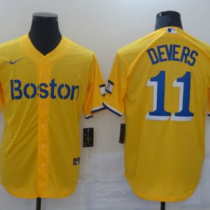 MLB Boston Red Sox #11 Rafael Devers Gold 2021 City Connect Jersey