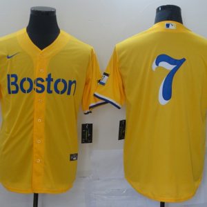 Boston Red Sox #7 Dom DiMaggio Gold 2021 City Connect Jersey