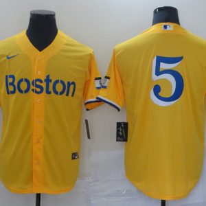 MLB Boston Red Sox #5 Enrique Hernandez Gold 2021 City Connect Jersey