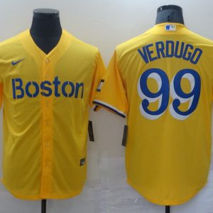 MLB Boston Red Sox #99 Alex Verdugo Gold 2021 City Connect Jersey