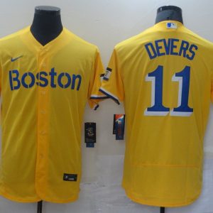 MLB Boston Red Sox #11 Rafael Devers Gold 2021 City Connect Jersey