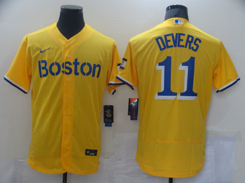 MLB Boston Red Sox #11 Rafael Devers Gold 2021 City Connect Jersey