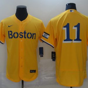 MLB Boston Red Sox #11 Rafael Devers Gold 2021 City Connect Flex Base Elite Jersey