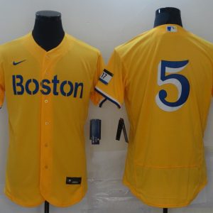 MLB Boston Red Sox #5 Enrique Hernandez Gold 2021 City Connect Flex Base Elite Jersey