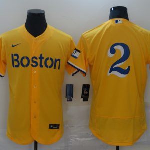 MLB Boston Red Sox #2 Xander Bogaerts Gold 2021 City Connect Flex Base Elite Jersey