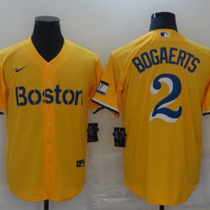 MLB Boston Red Sox #2 Xander Bogaerts Gold 2021 City Connect Jersey
