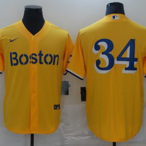 MLB Boston Red Sox #34 David Ortizi Gold 2021 City Connect Jersey
