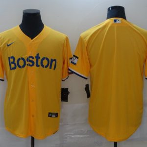 MLB Boston Red Sox Blank Gold 2021 City Connect Jersey