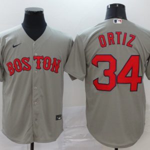 MLB Boston Red Sox #34 Ortiz Grey Game Nike Jersey