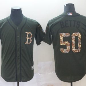 MLB Boston Red Sox #50 Mookie Betts Green Salute To Service Men Jersey