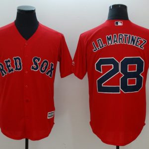MLB Boston Red Sox #28 J. D. Martinez Red Game Jersey