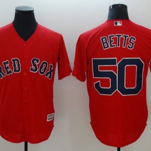 MLB Boston Red Sox #50 Mookie Betts Red Game Jersey