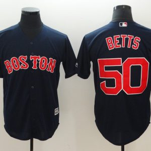 MLB Boston Red Sox #50 Mookie Betts Navy Blue Game Jersey