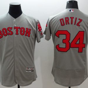 Majestic MLB Boston Red Sox #34 David Ortiz Elite Grey Jersey