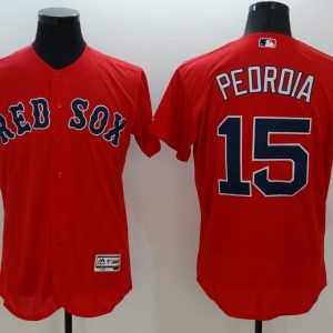 Majestic MLB Boston Red Sox #15 Pedroia Red Elite Jersey