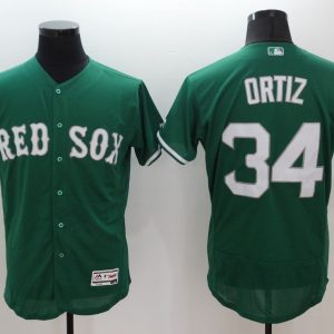 Majestics Boston Red Sox #34 Ortiz Green Elite Jersey