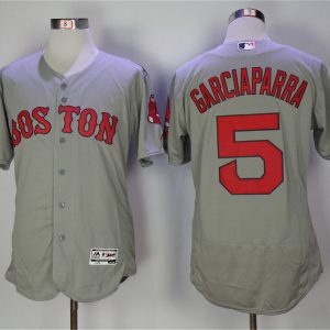 MLB Boston Red Sox #5 Garciaparra Grey Elite Jersey
