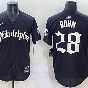 MLB Philadelphia Phillies #28 Bohm Black GOTHIC Vapor Limited Stitched Jersey