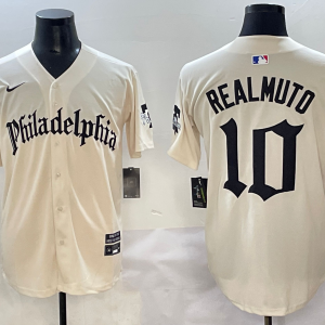 Men's Philadelphia Phillies #10 Realmuto Cream GOTHIC Vapor Limited Stitched Jersey
