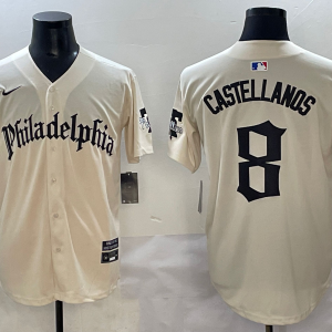 Men's Philadelphia Phillies #8 Nick Castellanos Cream GOTHIC Vapor Limited Stitched Jersey