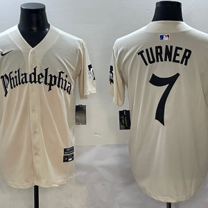 Men's Philadelphia Phillies #7 Trea Turner Cream GOTHIC Vapor Limited Stitched Jersey
