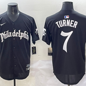 Men's Philadelphia Phillies #7 Trea Turner Black GOTHIC Vapor Limited Stitched Jersey