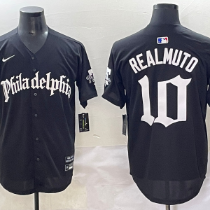 Men's Philadelphia Phillies #10 Realmuto Black GOTHIC Vapor Limited Stitched Jersey