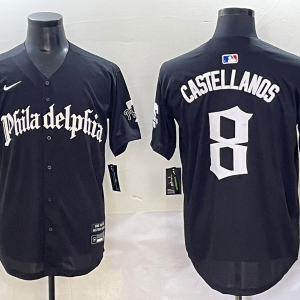 Men's Philadelphia Phillies #8 Nick Castellanos Black GOTHIC Vapor Limited Stitched Jersey