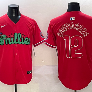 Men's Philadelphia Phillies #12 Kyle Schwarber Red Phanatic Limited Stitched Jersey