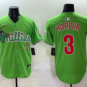 Men's Philadelphia Phillies #3 Bryce Harper Light Green Phanatic Limited Stitched Jersey
