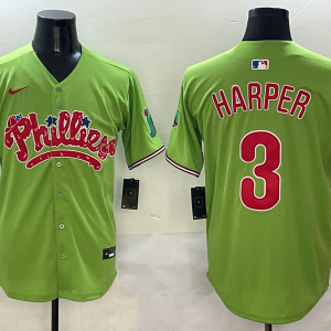 Men's Philadelphia Phillies #3 Bryce Harper Light Green Phanatic Limited Stitched Jersey