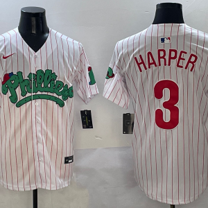 Men's Philadelphia Phillies #3 Bryce Harper White Phanatic Limited Stitched Jersey