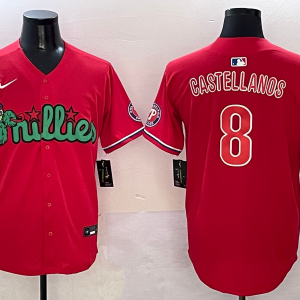 Men's Philadelphia Phillies #8 Nick Castellanos Red Phanatic Limited Stitched Jersey