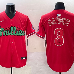 Men's Philadelphia Phillies #3 Bryce Harper Red Phanatic Limited Stitched Jersey