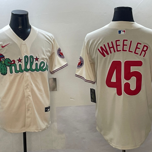 Men's Philadelphia Phillies #45 Zack Wheeler Cream Phanatic Limited Stitched Jersey
