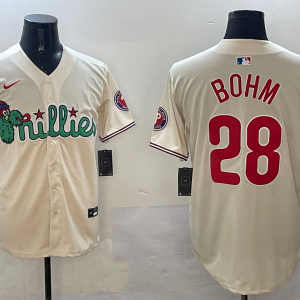 Men's Philadelphia Phillies #28 Alec Bohm Cream Phanatic Limited Stitched Jersey