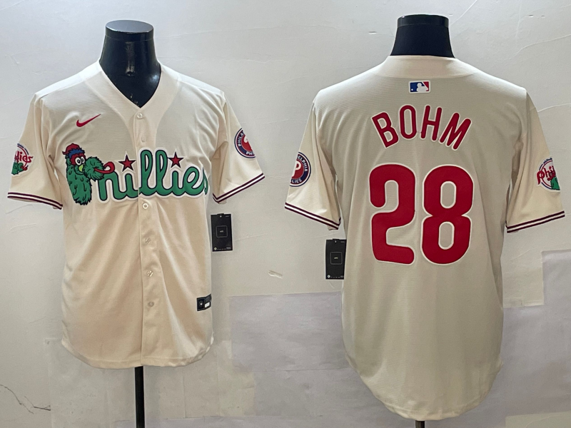 Men's Philadelphia Phillies #28 Alec Bohm Cream Phanatic Limited Stitched Jersey