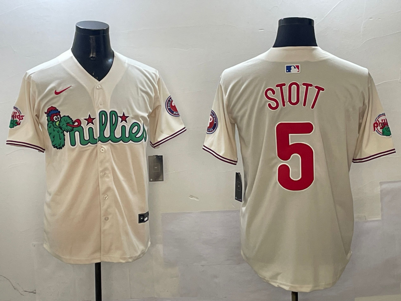 Men's Philadelphia Phillies #5 Bryson Stott Cream Phanatic Limited Stitched Jersey