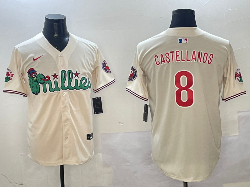 Men's Philadelphia Phillies #8 Nick Castellanos Cream Phanatic Limited Stitched Jersey
